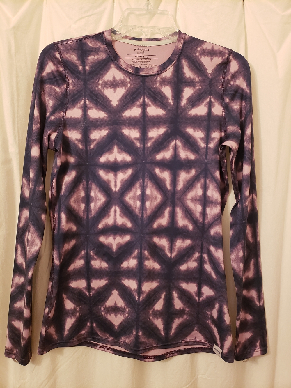 PATAGONIA Capilene long sleeve crewneck active top Purple Tie-Dye W's SMALL
